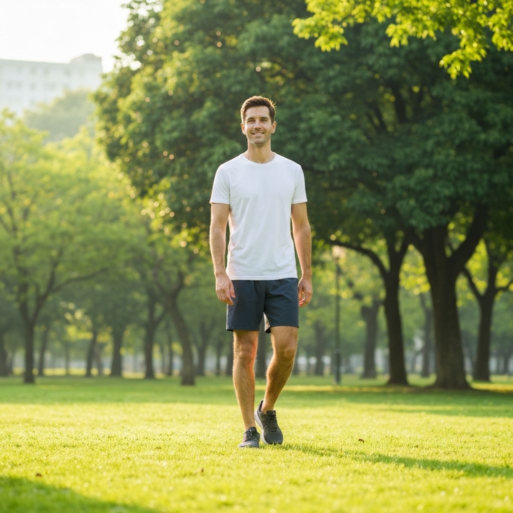 Person walking in nature representing physical activity