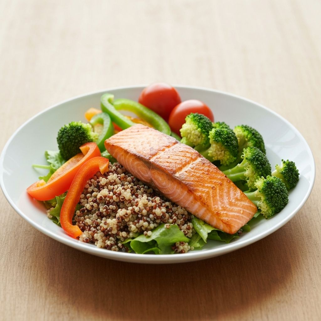 Balanced meal showing variety of food groups