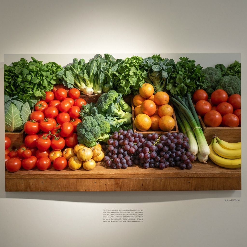 Diverse fresh produce variety